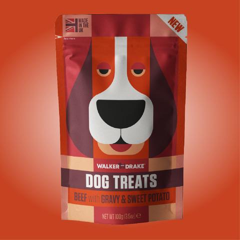 Walker and Drake Dog Treats - Beef with Gravy & Sweet Potato, 100g