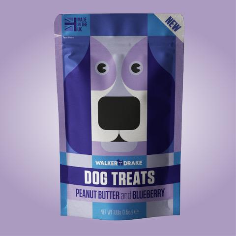 Walker and Drake Dog Treats - Peanut Butter & Blueberry, 100g